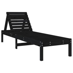 vidaXL Tumbona de madera maciza de pino negra 199,5x60x74 cm