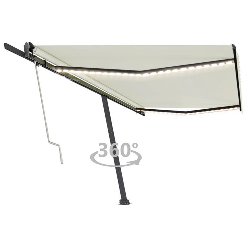 vidaXL Toldo automático con LED y sensor de viento crema 500x350 cm vidaXL Toldo automático con LED y sensor de viento crema 500x350 cm