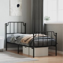 vidaXL Estructura de cama con cabecero y estribo metal negro 75x190 cm