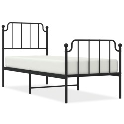 vidaXL Estructura de cama con cabecero y estribo metal negro 75x190 cm