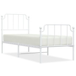 vidaXL Estructura cama metal con cabecero y pie cama blanca 75x190 cm