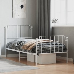 vidaXL Estructura cama metal con cabecero y pie cama blanca 90x190 cm