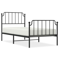 vidaXL Estructura de cama con cabecero y estribo metal negro 90x190 cm