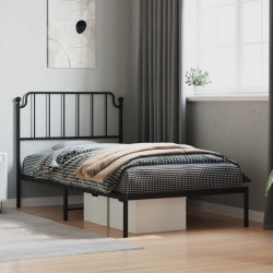 vidaXL Estructura de cama con cabecero metal negro 100x190 cm