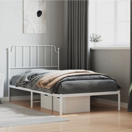 vidaXL Estructura de cama de metal con cabecero blanco 100x200 cm