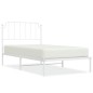 vidaXL Estructura de cama de metal con cabecero blanco 100x200 cm vidaXL Estructura de cama de metal con cabecero blanco 100x200 cm