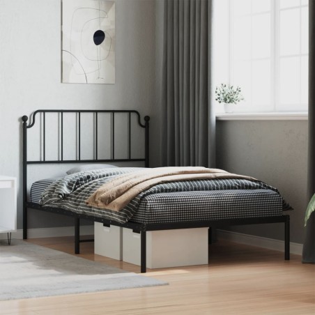vidaXL Estructura de cama con cabecero metal negro 107x203 cm