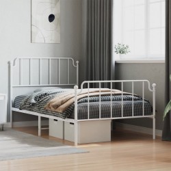 vidaXL Estructura cama metal con cabecero y pie cama blanca 107x203 cm