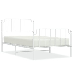 vidaXL Estructura cama metal con cabecero y pie cama blanca 107x203 cm