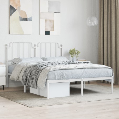 vidaXL Estructura de cama de metal con cabecero blanca 150x200 cm
