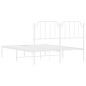 vidaXL Estructura de cama de metal con cabecero blanca 150x200 cm vidaXL Estructura de cama de metal con cabecero blanca 150x200 cm