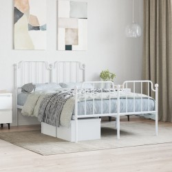 vidaXL Estructura cama metal con cabecero y estribo blanco 120x200 cm