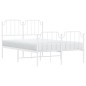 vidaXL Estructura cama metal con cabecero y estribo blanco 120x200 cm vidaXL Estructura cama metal con cabecero y estribo blanco 120x200 cm