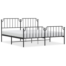 vidaXL Estructura de cama cabecero y pie de cama metal negro 183x213cm