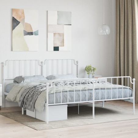 vidaXL Estructura cama metal con cabecero y pie cama blanco 183x213 cm
