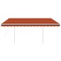 vidaXL Toldo automático LED sensor de viento naranja marrón 4,5x3 m vidaXL Toldo automático LED sensor de viento naranja marrón 4,5x3 m