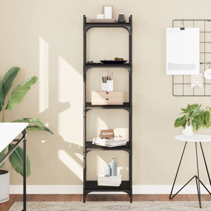 vidaXL Librería de 5 estantes madera de ingeniería negro 40x30x154 cm vidaXL Librería de 5 estantes madera de ingeniería negro 40x30x154 cm