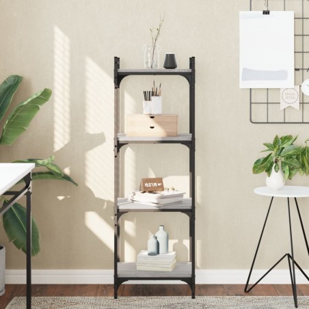 vidaXL Librería 4 estantes madera ingeniería gris Sonoma 40x30x120 cm