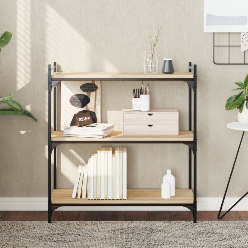 vidaXL Librería 3 estantes madera ingeniería roble Sonoma 80x30x86 cm vidaXL Librería 3 estantes madera ingeniería roble Sonoma 80x30x86 cm