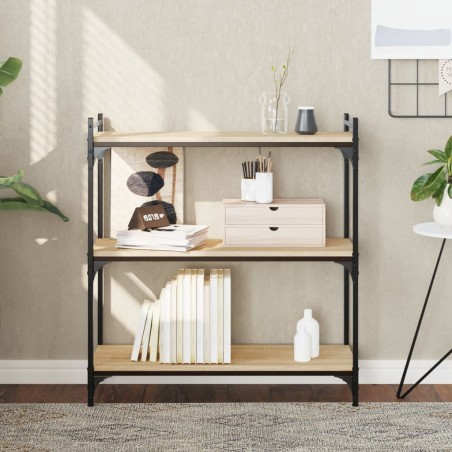 vidaXL Librería 3 estantes madera ingeniería roble Sonoma 80x30x86 cm