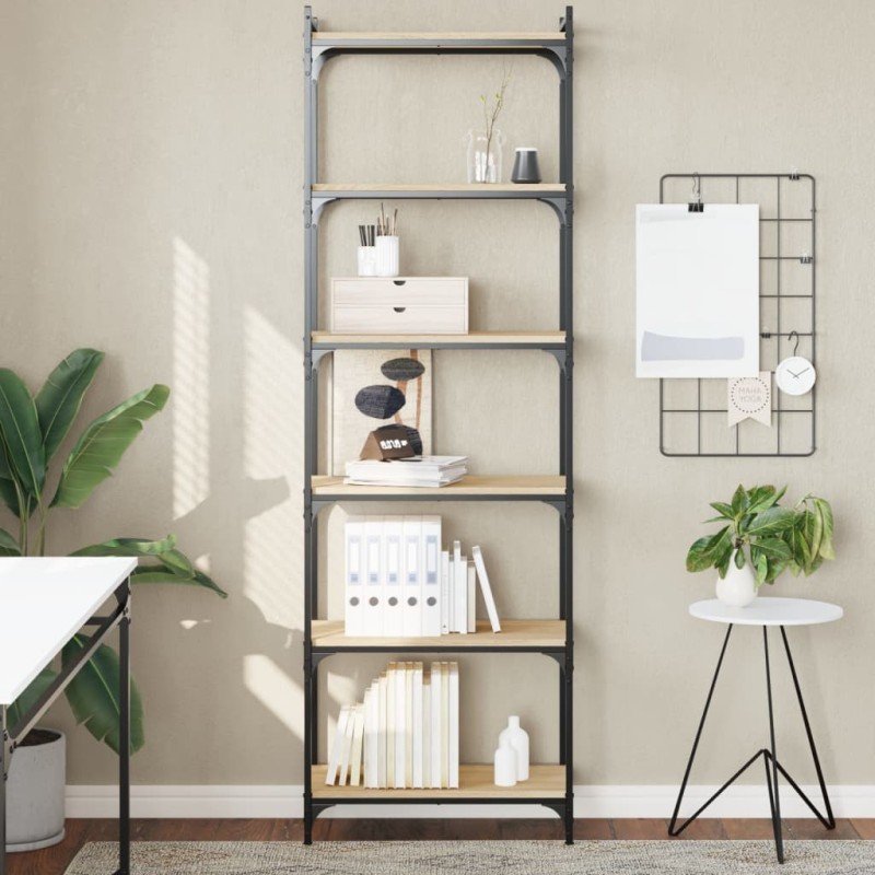vidaXL Librería 6 estantes madera ingeniería roble Sonoma 60x30x188 cm