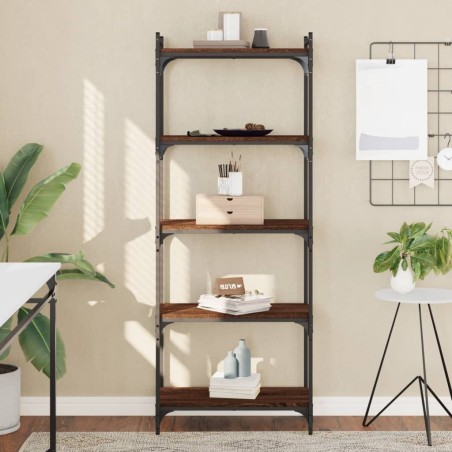 vidaXL Librería 5 estantes madera ingeniería roble marrón 60x30x154 cm