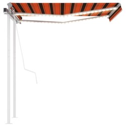 vidaXL Toldo automático LED sensor de viento naranja marrón 3,5x2,5 m