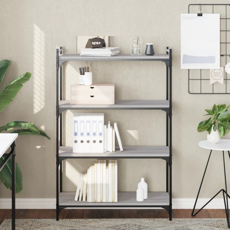 vidaXL Librería 4 estantes madera ingeniería gris Sonoma 80x30x120 cm vidaXL Librería 4 estantes madera ingeniería gris Sonoma 80x30x120 cm
