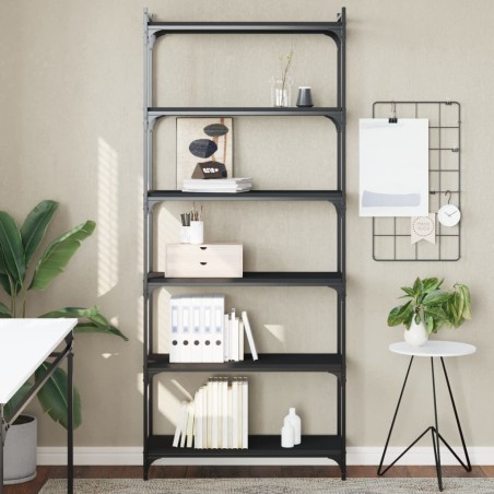 vidaXL Librería de 6 estantes madera de ingeniería negro 80x30x188 cm