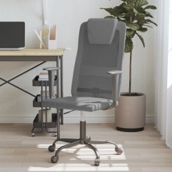 vidaXL Silla de oficina tela de malla y cuero sintético gris