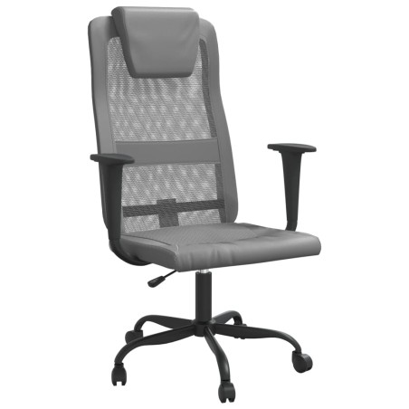 vidaXL Silla de oficina tela de malla y cuero sintético gris