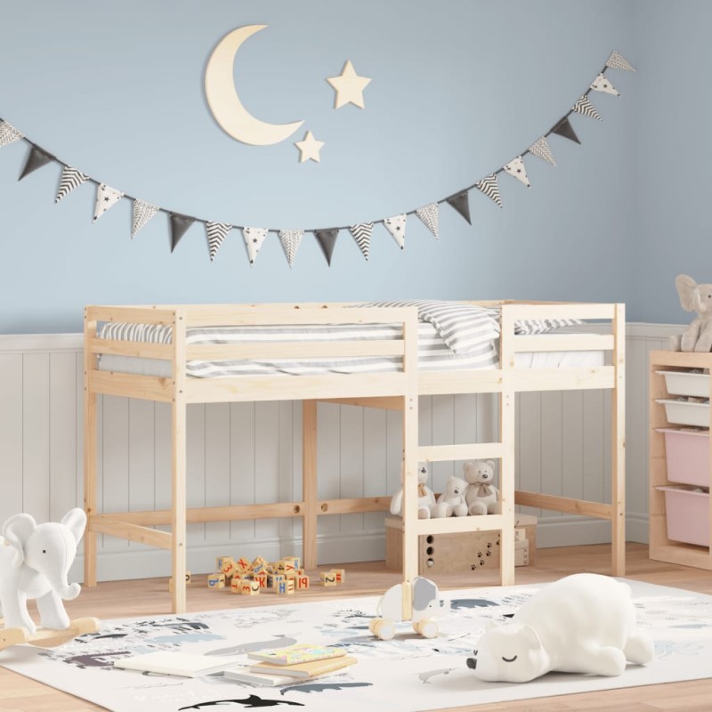 vidaXL Cama alta de niños escalera madera maciza pino 80x200 cm
