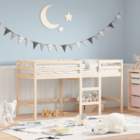 vidaXL Cama alta de niños escalera madera maciza pino 80x200 cm