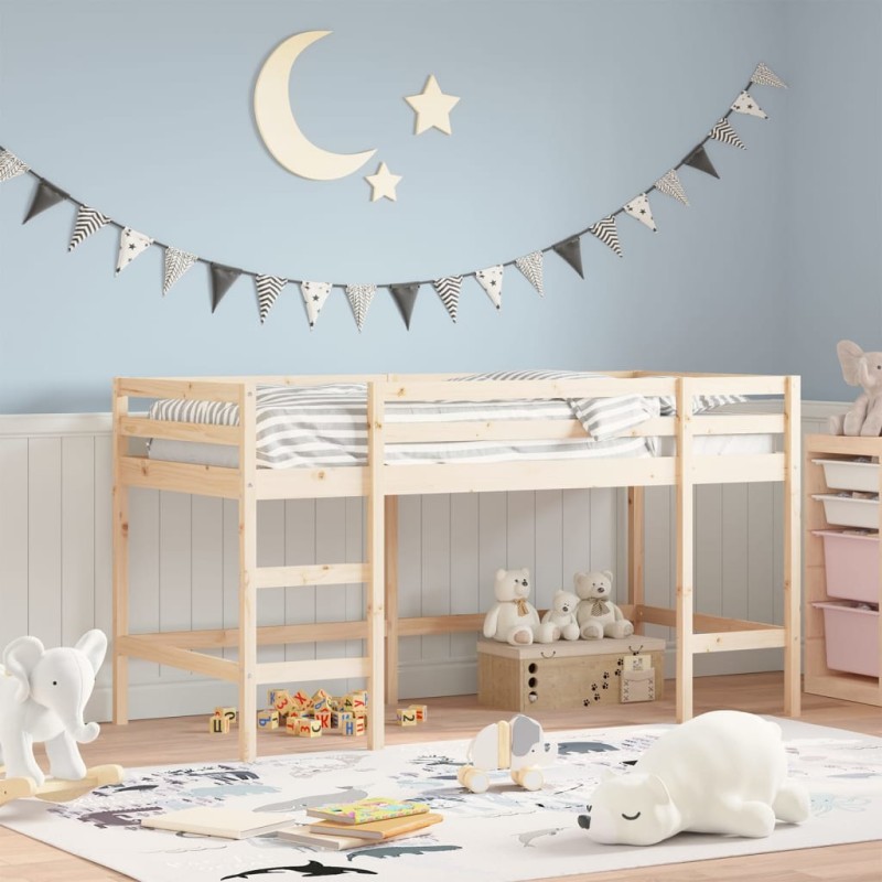 vidaXL Cama alta de niños con escalera madera maciza pino 90x190 cm vidaXL Cama alta de niños con escalera madera maciza pino 90x190 cm