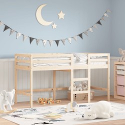 vidaXL Cama alta de niños con escalera madera maciza pino 90x190 cm