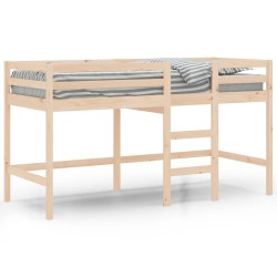 vidaXL Cama alta de niños con escalera madera maciza pino 90x190 cm