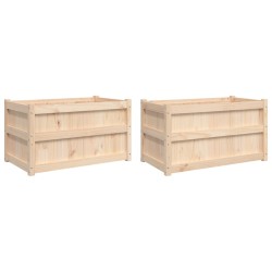 vidaXL Jardineras de exterior 2 unidades madera maciza de pino