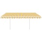 vidaXL Toldo retráctil automático con postes amarillo y blanco 4,5x3 m vidaXL Toldo retráctil automático con postes amarillo y blanco 4,5x3 m