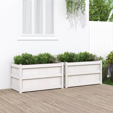 vidaXL Jardineras de exterior 2 unidades madera maciza de pino blanco