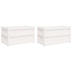 vidaXL Jardineras de exterior 2 unidades madera maciza de pino blanco