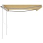 vidaXL Toldo retráctil automático con postes amarillo y blanco 4,5x3 m vidaXL Toldo retráctil automático con postes amarillo y blanco 4,5x3 m