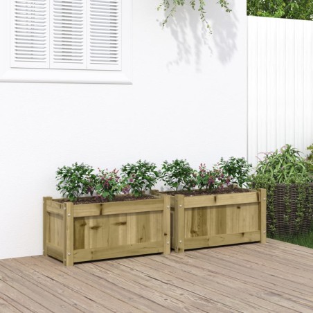 vidaXL Jardineras de exterior 2 unidades madera impregnada de pino