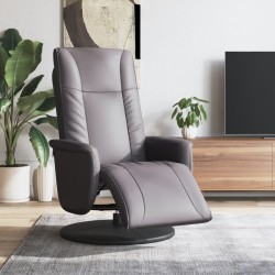 vidaXL Sillón reclinable con reposapiés cuero sintético gris