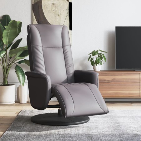 vidaXL Sillón reclinable con reposapiés cuero sintético gris