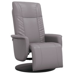 vidaXL Sillón reclinable con reposapiés cuero sintético gris