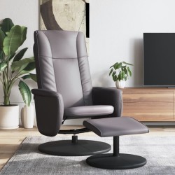vidaXL Sillón reclinable con reposapiés cuero sintético gris