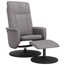 vidaXL Sillón reclinable con reposapiés cuero sintético gris
