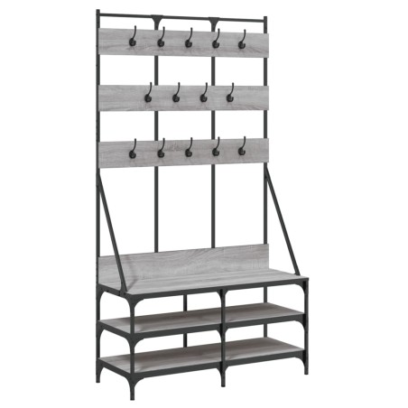 vidaXL Perchero con zapatero gris Sonoma 100x40x184 cm