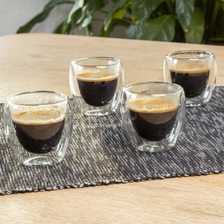 HI Vasos de café expreso de doble pared 4 unidades transparente 80 ml