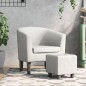 vidaXL Sillón con taburete cuero sintético blanco vidaXL Sillón con taburete cuero sintético blanco